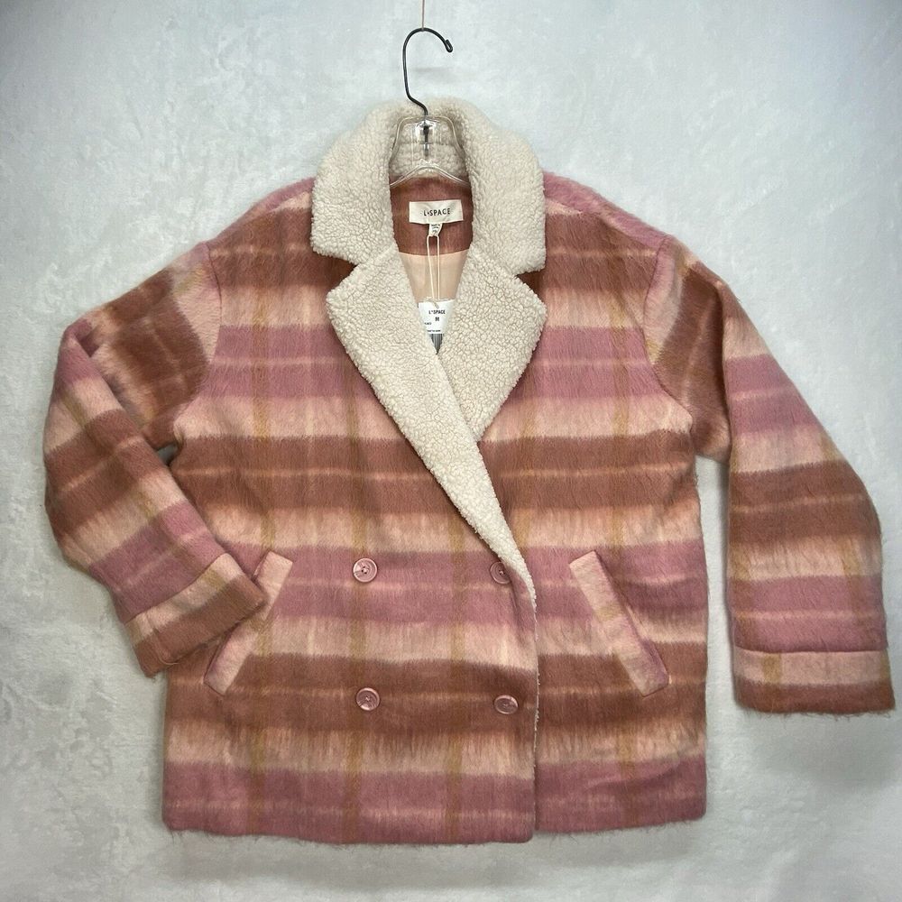 L*Space Jacket Womens M Stripe Plaid About You Seashore Oasis Pink gorpcore‎